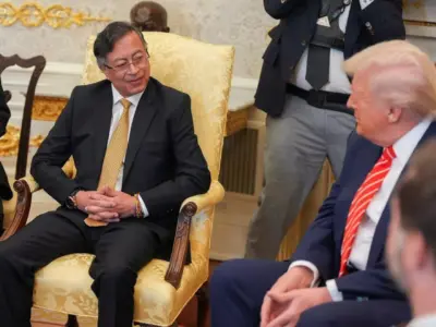 President Trump meets with the Colombian President Gustavo Petro at the Oval Office in Washington, D.C., Tuesday.