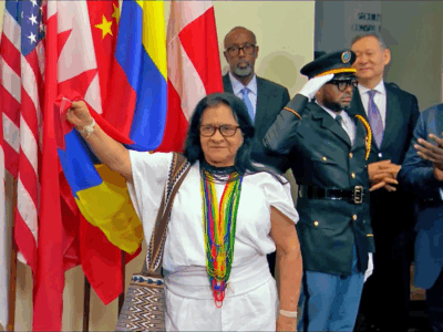 Ceremonia de instalación de las banderas de los nuevos miembros no permanentes del Consejo de Seguridad de Naciones Unidas. Foto: Misión Permanente de Colombia ante la ONU