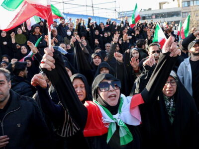 People gather to mourn the death of Iran's Supreme Leader Ayatollah Ali Khamenei in Tehran, Iran, March 1, 2026.
