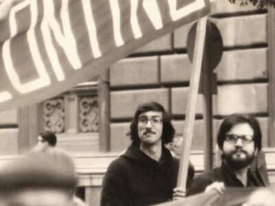 Giuseppe Barbera e Mauro Rostagno durante una manifestazione degli anni Settanta