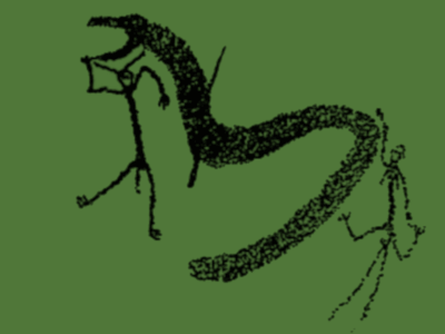 Diese Felsgravur vom Territorium der Njamal, Westaustralien, ist das Erkennungszeichen des NFFA.