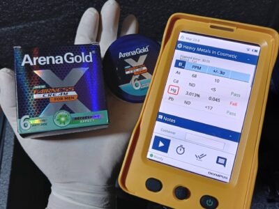 Despite the explicit ban on mercury use in cosmetics, this fairness cream was analyzed to contain 3.013 % (or 30,130 ppm) of mercury.