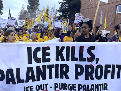 Nach Protesten in Denver verlegte Palantir im Februar 2026 den Hauptsitz von Denver nach Miami. © Dov Baum/AFSC