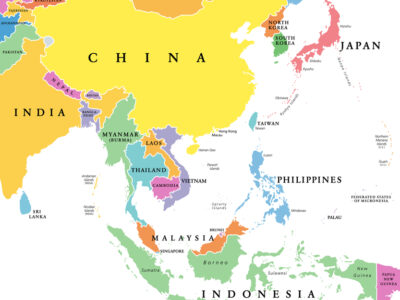 East Asia single states political map