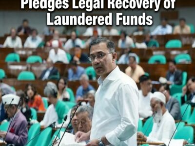 Leader of the House and Prime Minister Tarique Rahman speaks during the question-and-answer session in the National Parliament on Wednesday. Photo: Collected.