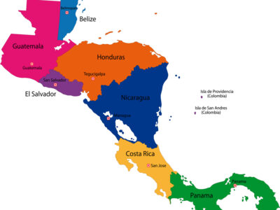 Karte von Mittelamerika mit Ländergrenzen (Bild: depositphotos)