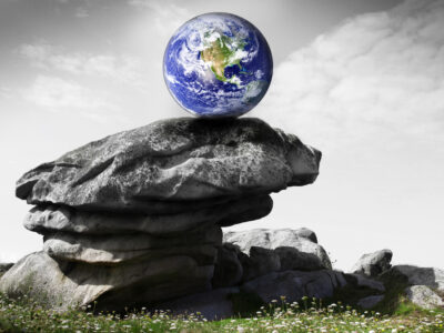 the planet Earth on the rocks