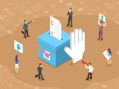 Isometric Flat Vector Concept of Democratic Election Poll, Social Justice.