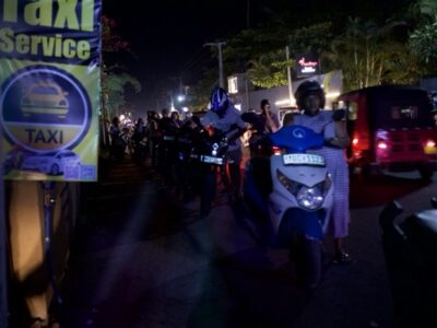 People queueing up at the petrol station. Ahangama, Sri Lanka. 15 March 2026