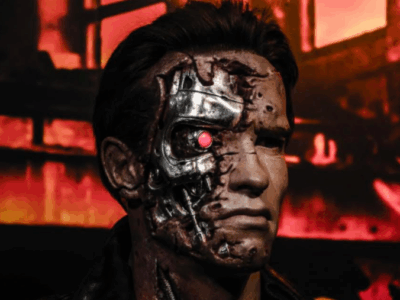 Terminator science- fiction movie were machine and AI take over the world
