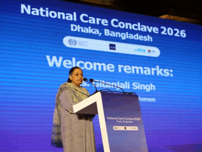 At the National Care Conclave held in Dhaka, Gitanjali Singh, Representative of UN Women Bangladesh, stated that investing in the care economy will reduce women's time poverty and benefit both society and the economy. Photo: ILO Bangladesh.